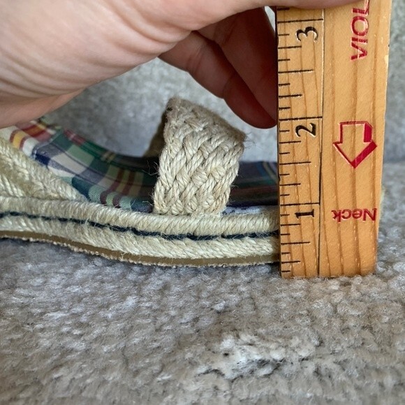 Tommy Hilfiger Madras Plaid Wedge Espadrille Sandals Size 9M - Picture 5 of 8